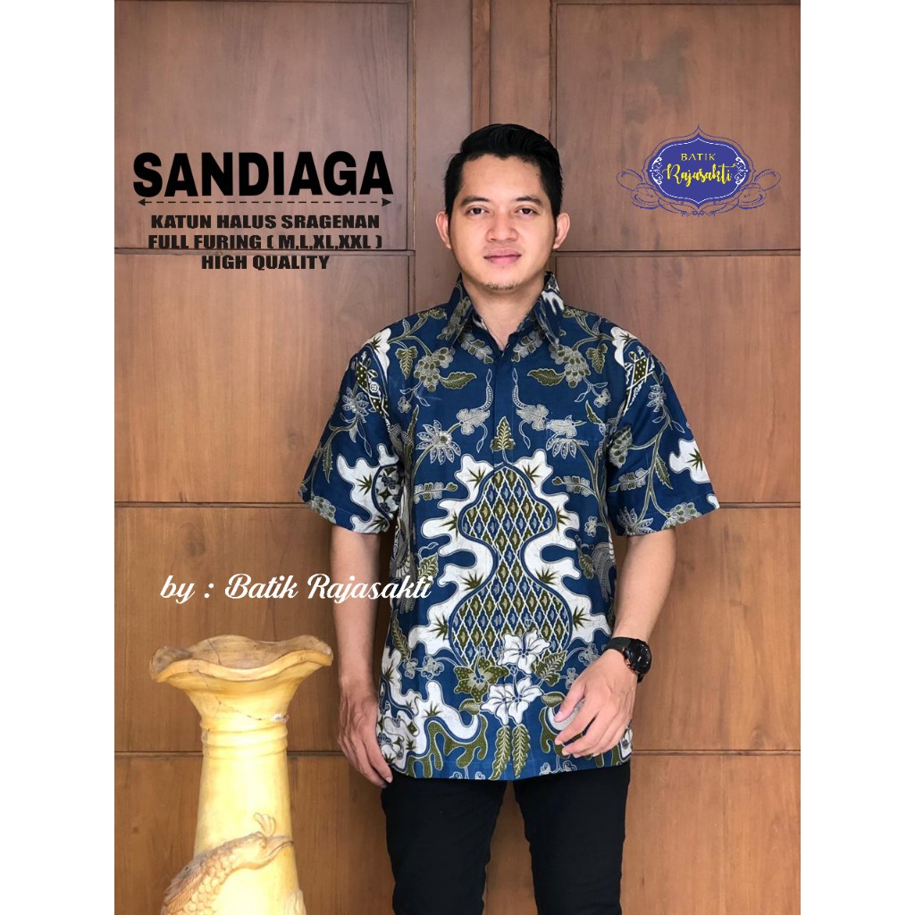 SANDIAGA RAJASAKTI KEMEJA BATIK SOLO PRIA LENGAN PENDEK LAPIS FURING ATASAN BATIK PREMIUM MODERN KATUN HALUS BAHUWIRYA  BANAMITRA BANAMITRA PUTIH BANGSAWAN BAYU PUTRA BERLIAN BIRU BHARATAYUDA BIMASENA BIRENDRA BIRU INDAH BRAHMAKERTA BRAHMAKERTA MERAH BUDI