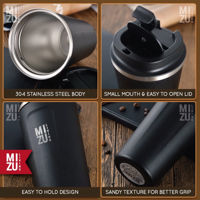 MIZU LIVING 380ml Coffee Tumbler Vacuum Thermos Hot & Cold Stainless Steel Cup Mug-5