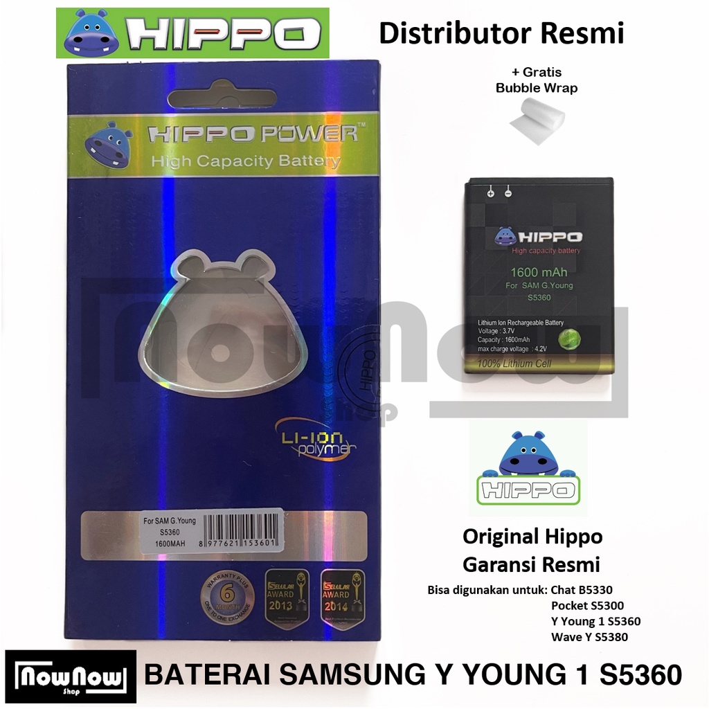 Baterai Hippo Samsung Galaxy Chat B5330 Pocket S5300 Y Young 1 S5360 Wave Y S5380 EB454357VU Original Batre Batrai HP Garansi Resmi