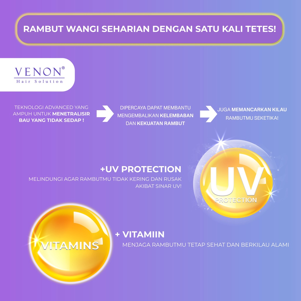 VENON Vitaserum With Vitamin E , A , C Fusion Series 30ml - Vitamin Rambut / Serum Rambut / Hair Vitamin