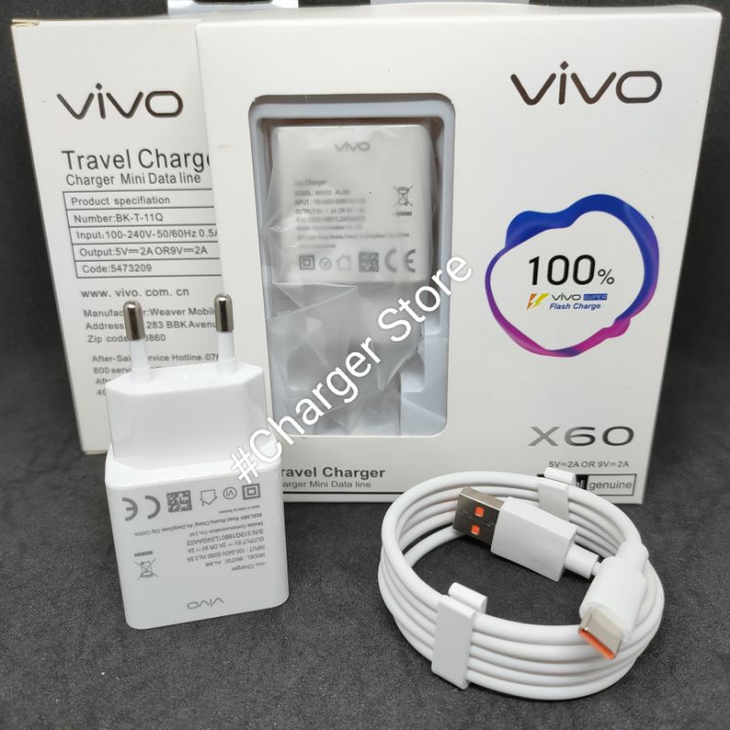 Charger Vivo Original 100% 9V-2A Fast Charging Kabel Type C Qualcomm Quick Charger