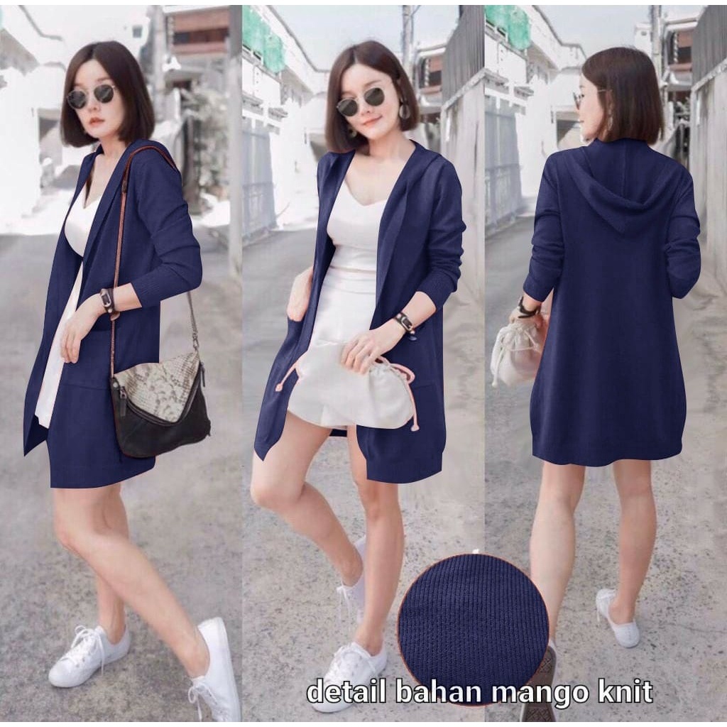 PCS LONG CARDI MANGGO KNIT FASHION PAKAIAN WANITA ATASAN OUTER ED