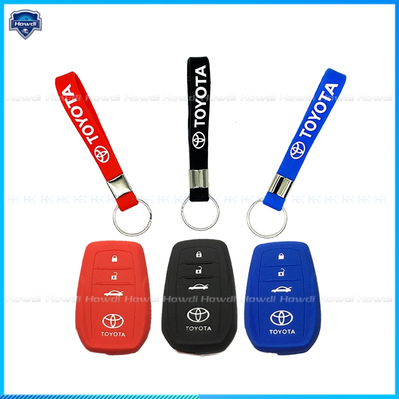 ☆Eksklusif☆Cover Kunci Mobil Bahan Silikon Dengan Logo Gantungan Kunci Untuk Toyota Camry Fortuner