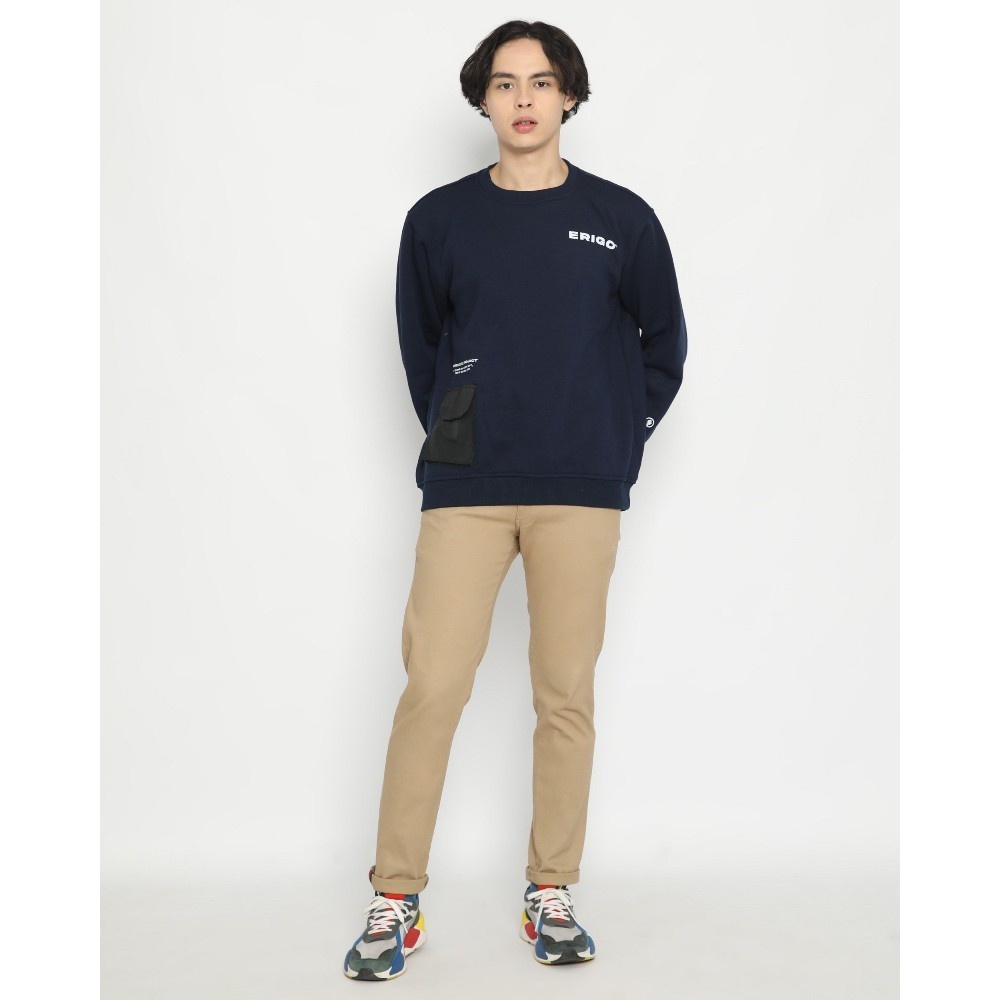 Sweater erigo crewnecK pocket saku pria wanita/sweater original erigo keren/ UKURAN M L XL