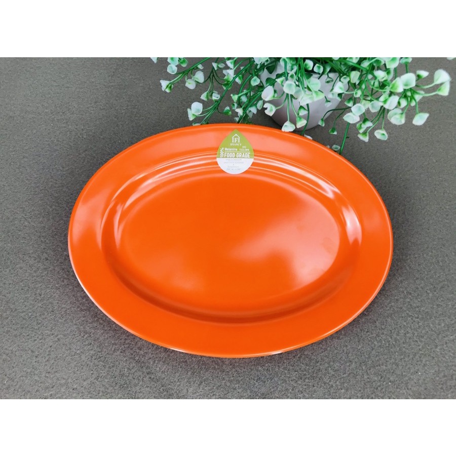 Piring Oval Melamin 9 Inch Glori Melamine / Piring Saji Pecel Lele / Piring Makan Melamine / Piring Melamin Jepang Hitam Putih