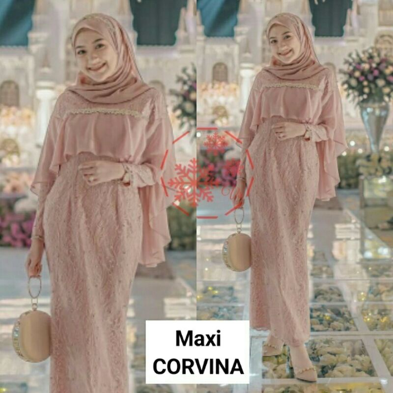 MX Maxi Maxy Dress Longdress Kondangan Pesta Moscrepe Brukat Corvina