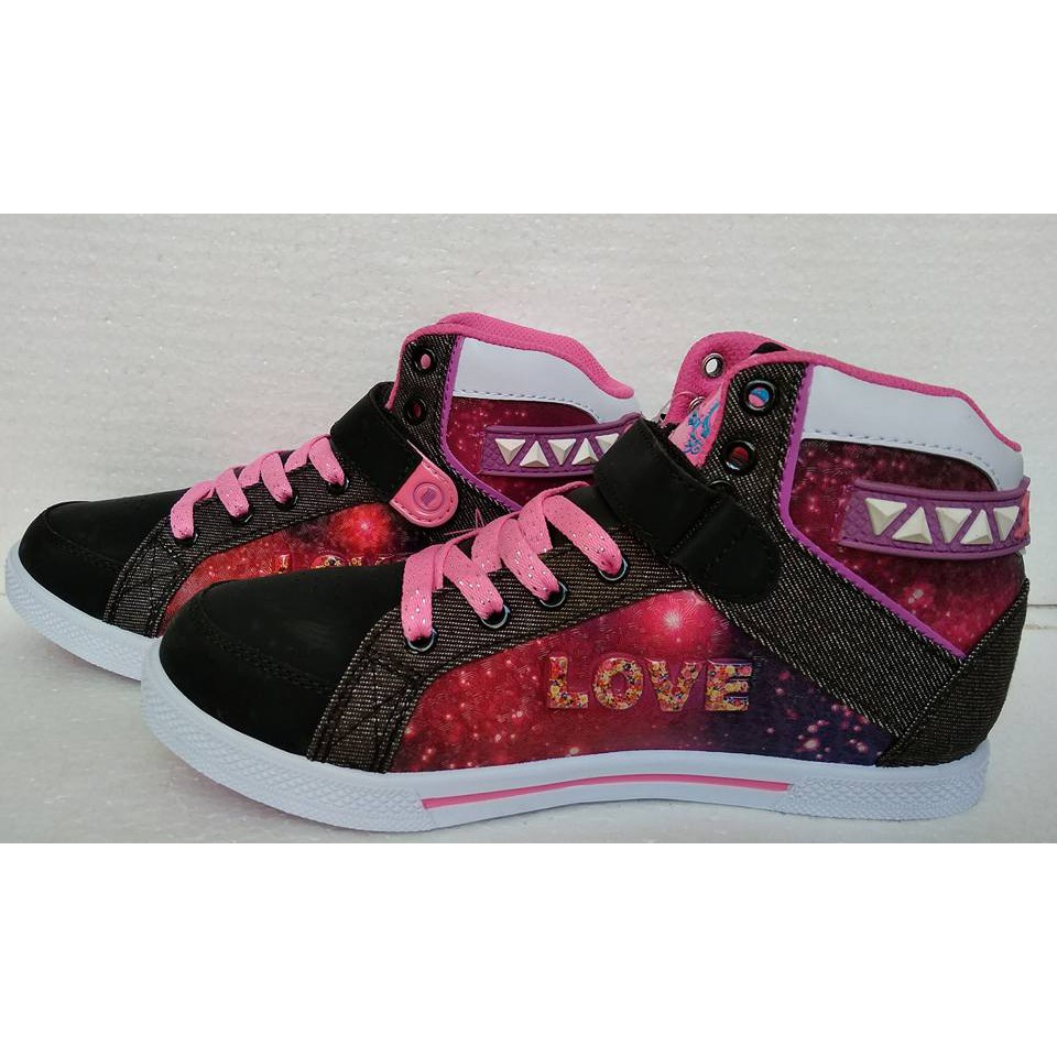 Sepatu Sekolah Anak Finotti  (Hitam/Fuxia)