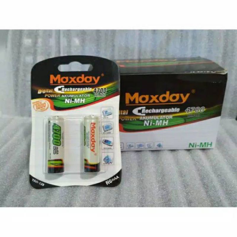 baterai battery AA cas MAXDAY 4700mah a2 original 2pcs