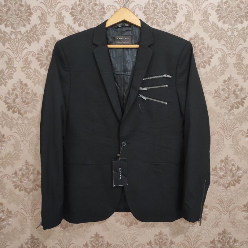 JAS HITAM PRIA FORMAL KERJA RESMI CASUAL WISUDA IJAB PRE WEDDING SLIM FIT BLAZER ZARA MAN