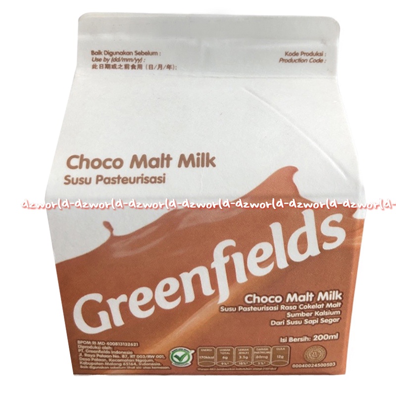 Greenfields Choco Malt 200ml Minuman Susu UHT Siap Minum Yang Mengandung Mineral Dan Vitamin Green Fields