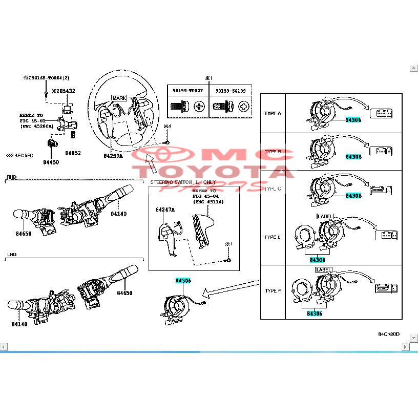 Kabel Spiral Innova Fortuner Yaris Sienta Etios 84306-0D120