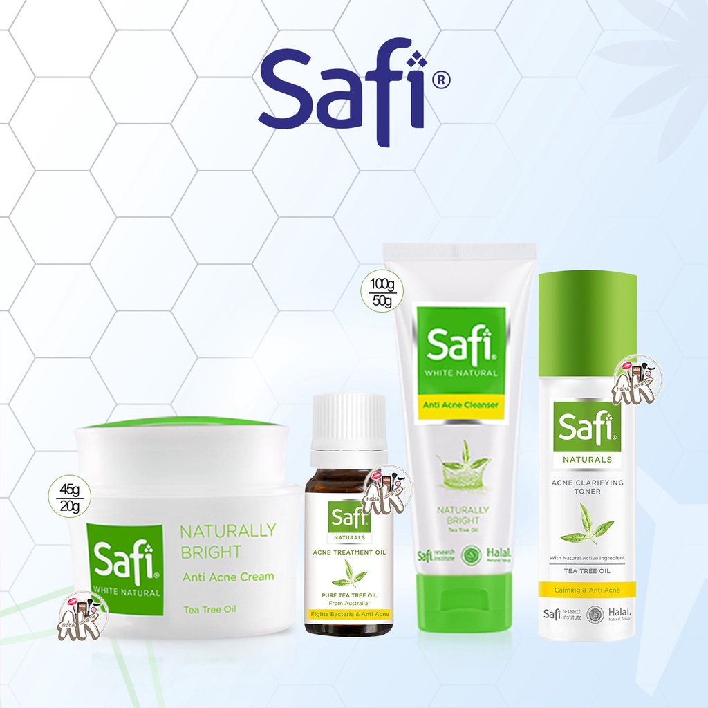 SAFI NATURAL SERIES ( ANTI ACNE CREAM 25GR/45GR/ CLEANSER 50ML / ACNE TREATMENT OIL 10ML / TONER 100ML )