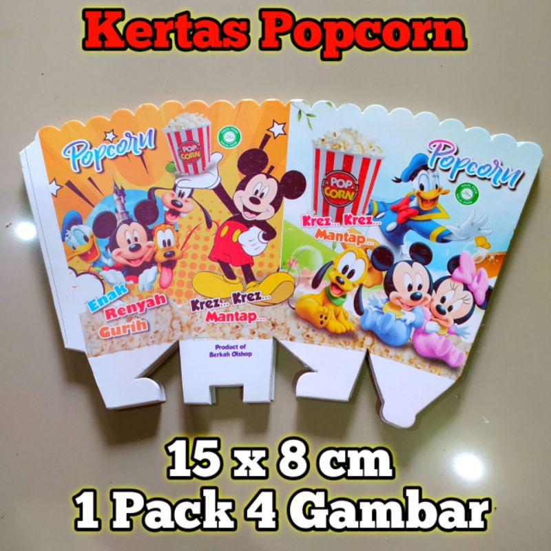 Kertas Popcorn 15x8cm Kertas Popcorn Jumbo Kertas Popcorn Besar 1 Pack 4 Gambar