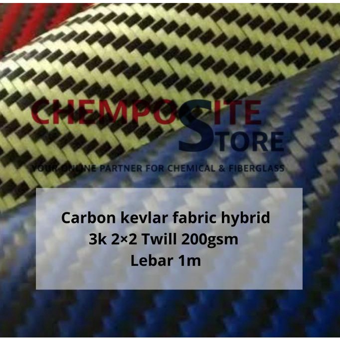 serat karbon kevlar hybrid fabric carbon kevlar merah kuning biru oren
