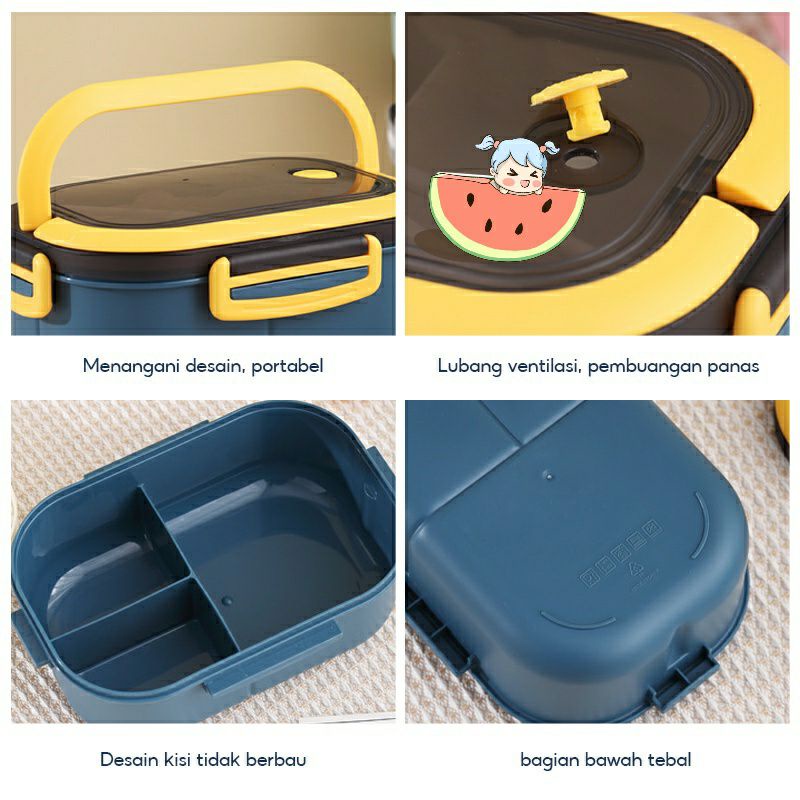 ~ PIYOSHI08 ~ Kotak Tempat Makan Lunch Box Transparant Bento - Bpa free  Dengan Lubang Udara PD125