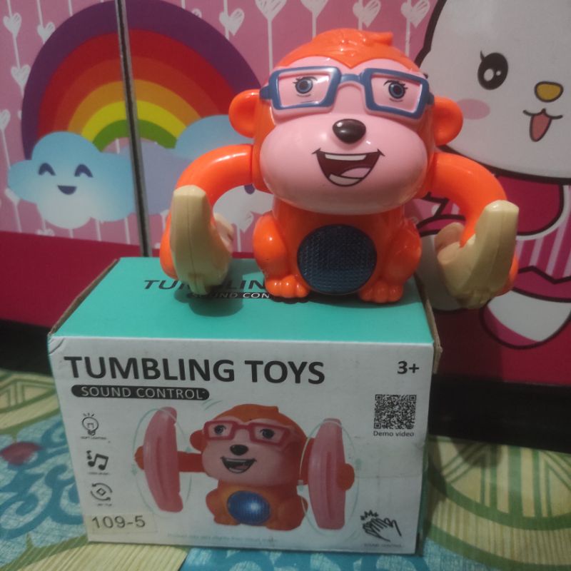 TUMBLING TOYS MAINAN MONKEY PUTAR LUCU LED