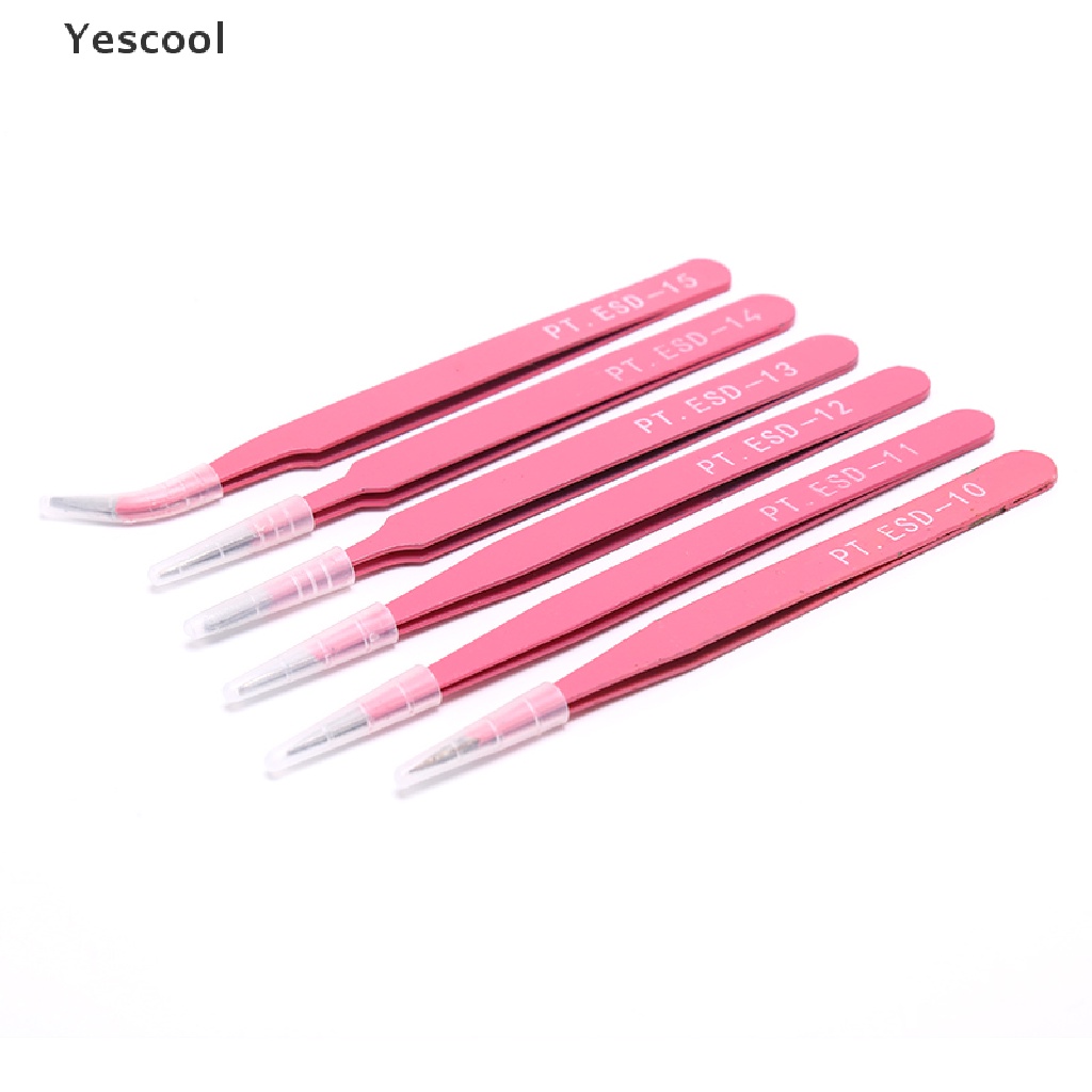 Yescool Professional pink Eyebrow Tweezers Hair Beauty Slanted Stainless Steel Tweezer .