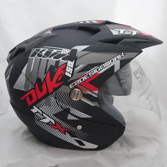 Helm Helem 2 kaca double visor BXP juke black doff red