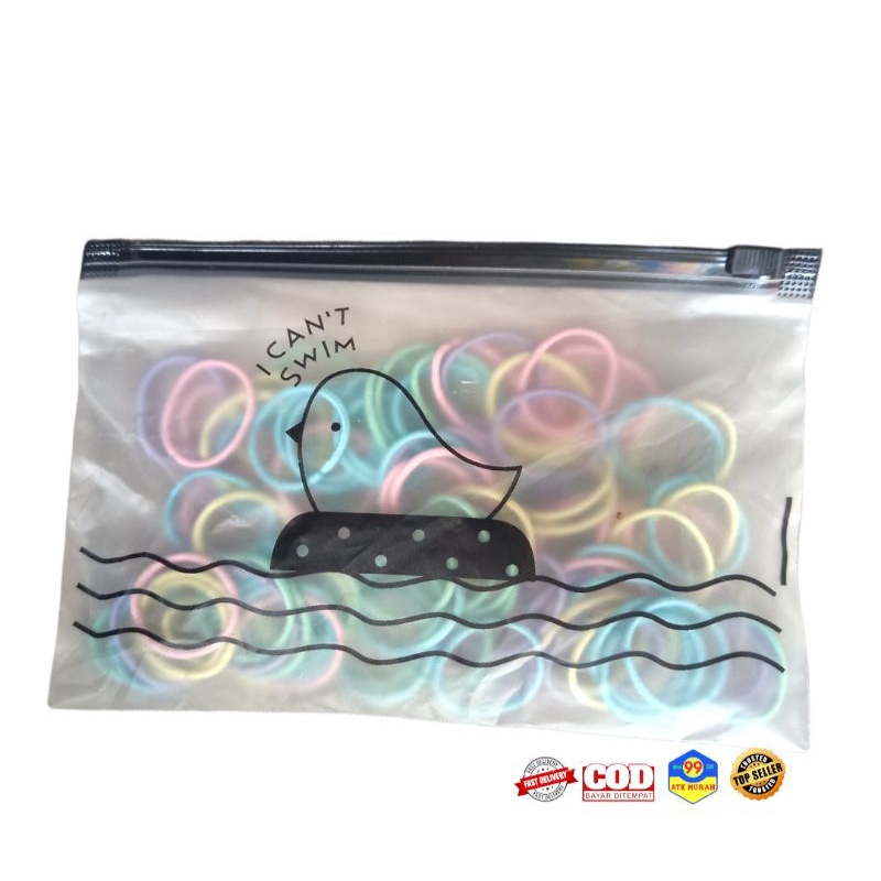 100 ikat rambut KOREA free pouch/tali rambut donat kecil/aksesoris rambut/kuncir rambut