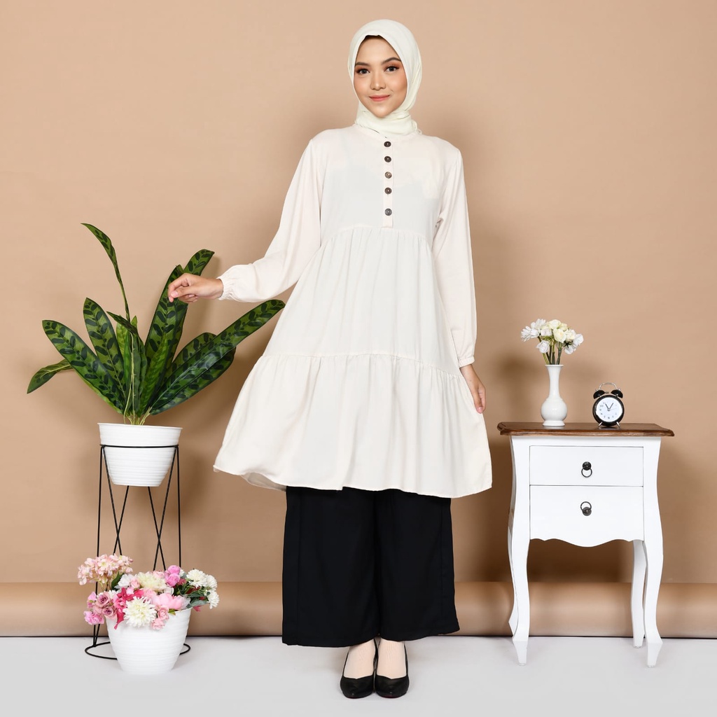 Nayla Tunik Atasan Muslim Wanita Bahan Premium Tunik Basic Tunik Polos Simple Tunik Kasual Untuk Wanita Baju Panjang Wanita