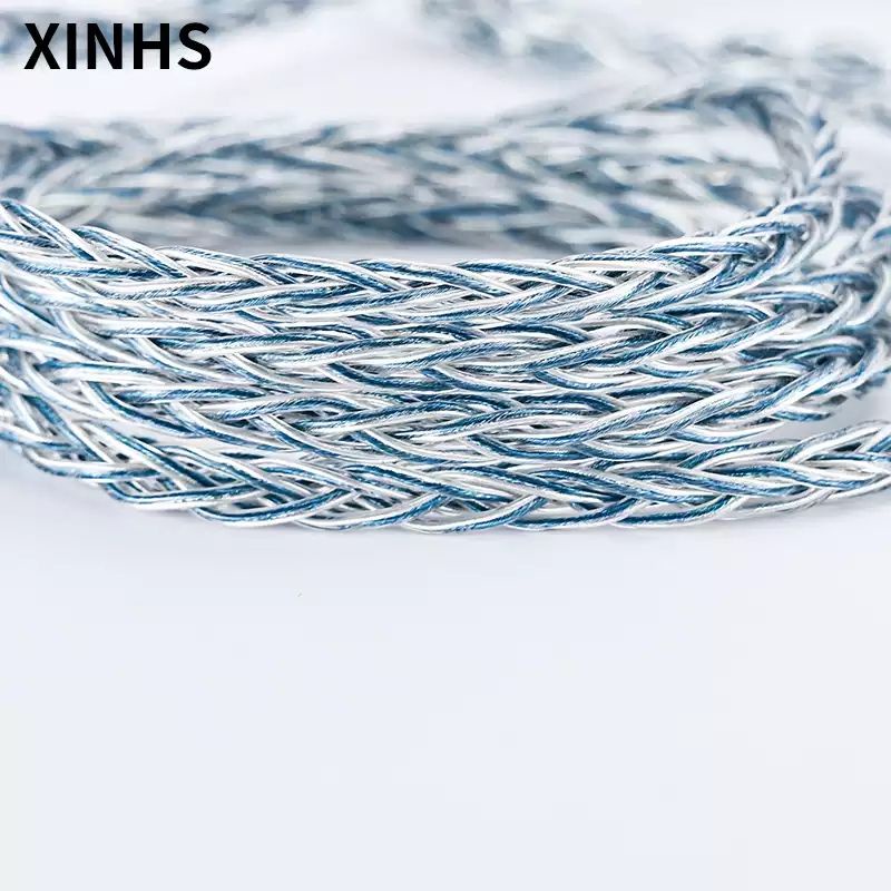 XINHS Rainbow Blue Upgrade Cable Kabel Upgrade NO MIC / WITH MIC 8 Core Silver Plated Copper for KZ EDX Pro CCA CRA DQ6s TRN MT1 Pro