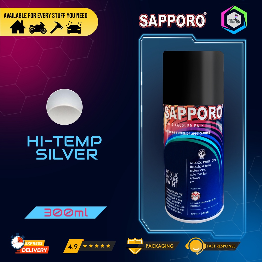 Cat Semprot SAPPORO Paint - HI-TEMP SILVER Helm/Motor/Gundam/Body