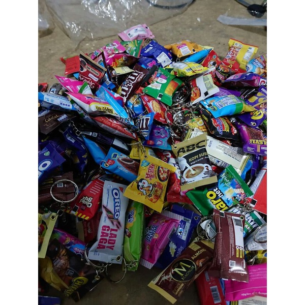 gantungan kunci miniatur snack makanan minuman