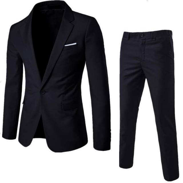 Setelan Jas Pria Formal Warna Navy, Hitam, abu Tua, dan Maroon