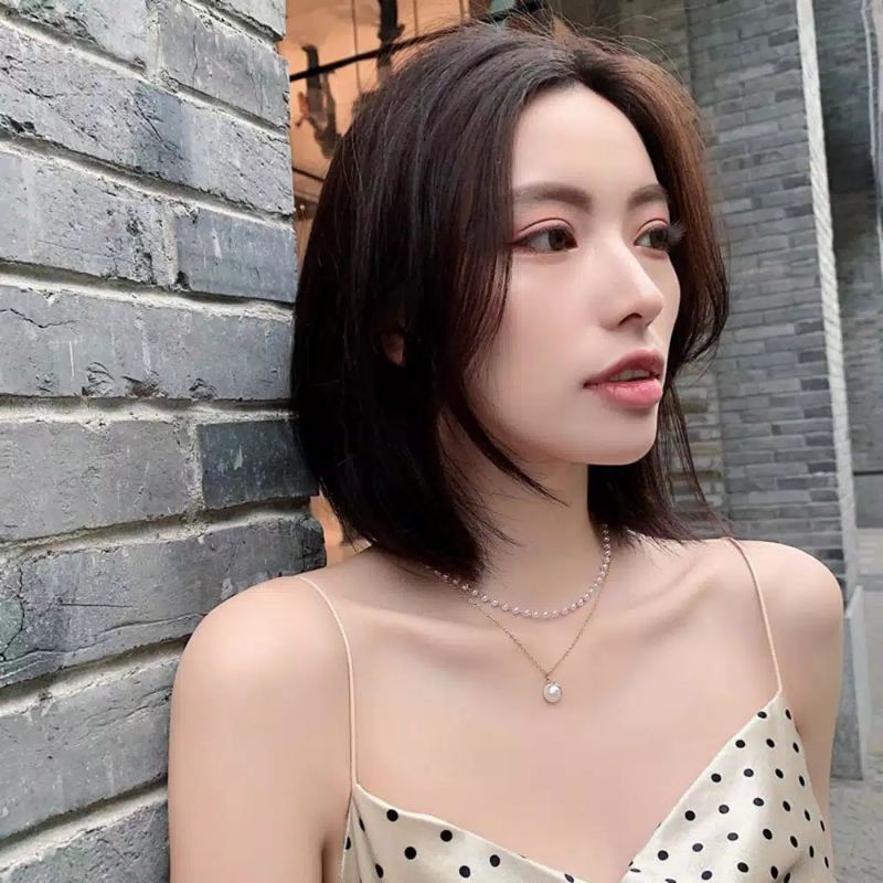 FerenHongXia kalung rantai liontin mutiara ganda model korea fashion