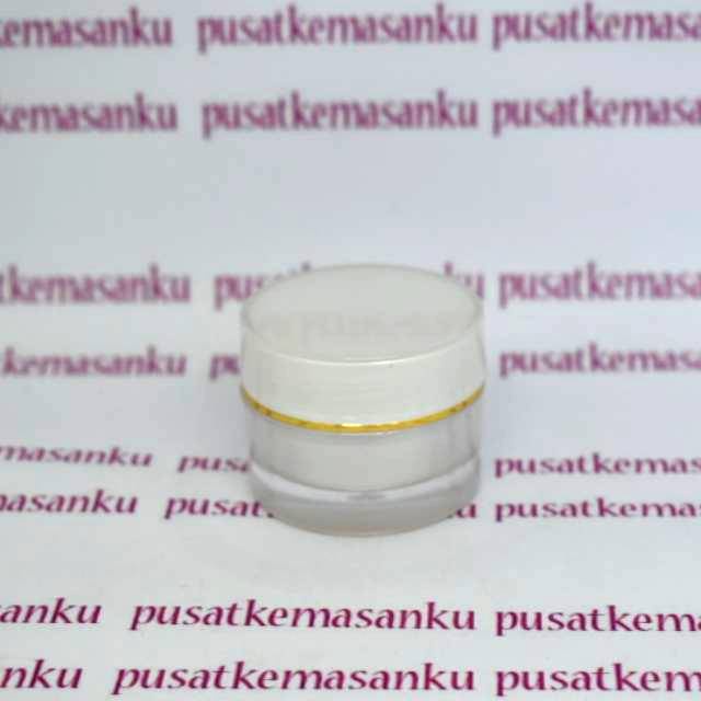 [ Paket 10pcs ] Pot Acrylic 10 Gram Putih List Emas