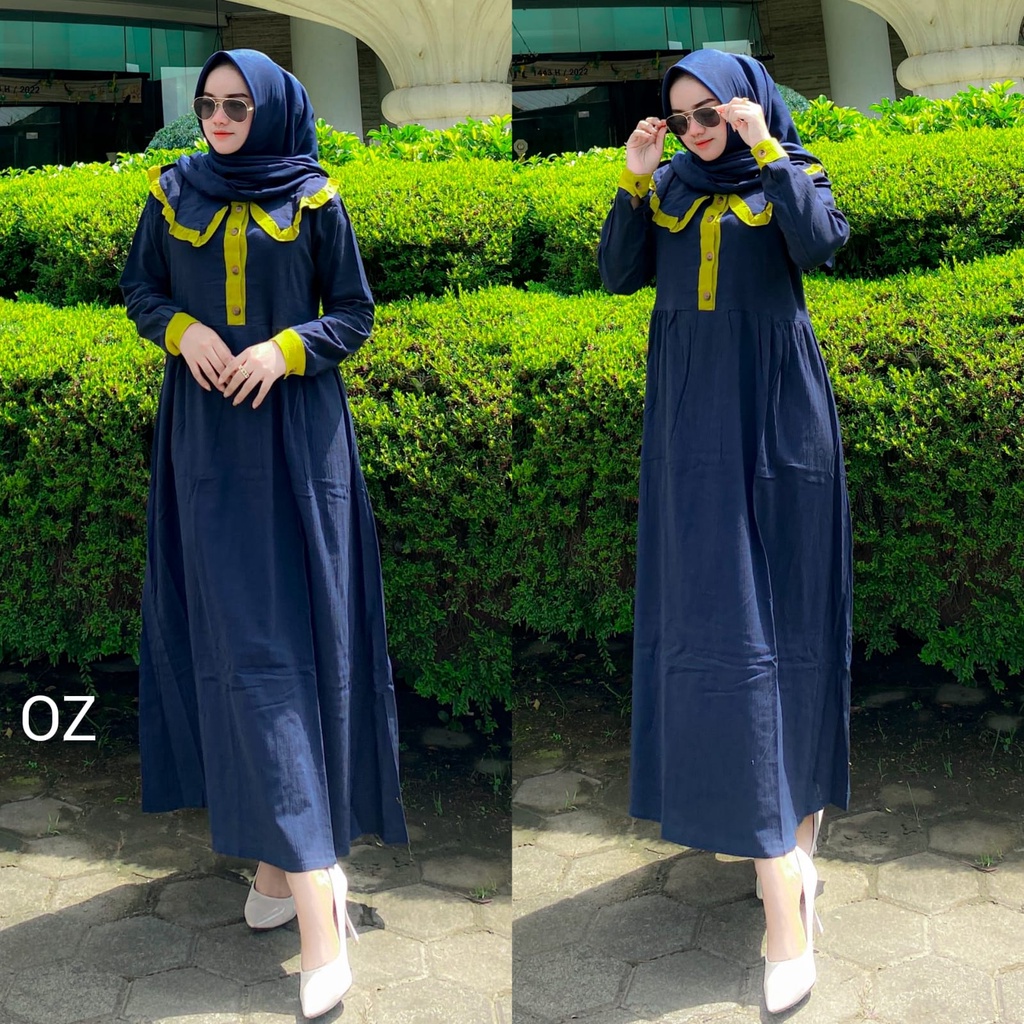 Gamis Wanita Remaja Lebaran Terbaru Dress Pesta Mewah Elegan Motif Polos Refana