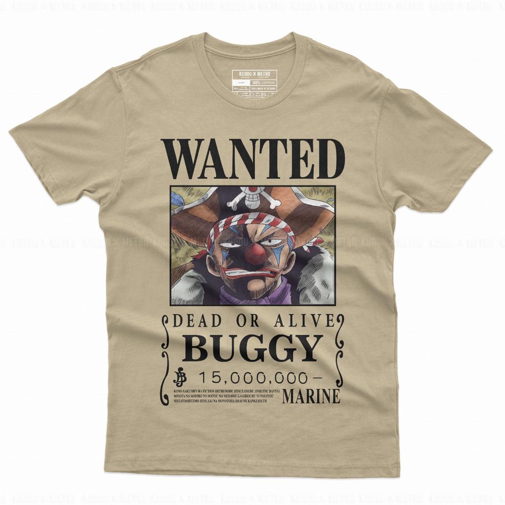 Tshirt Buggy Wanted Onepiece Anime Manga Premium Unisex