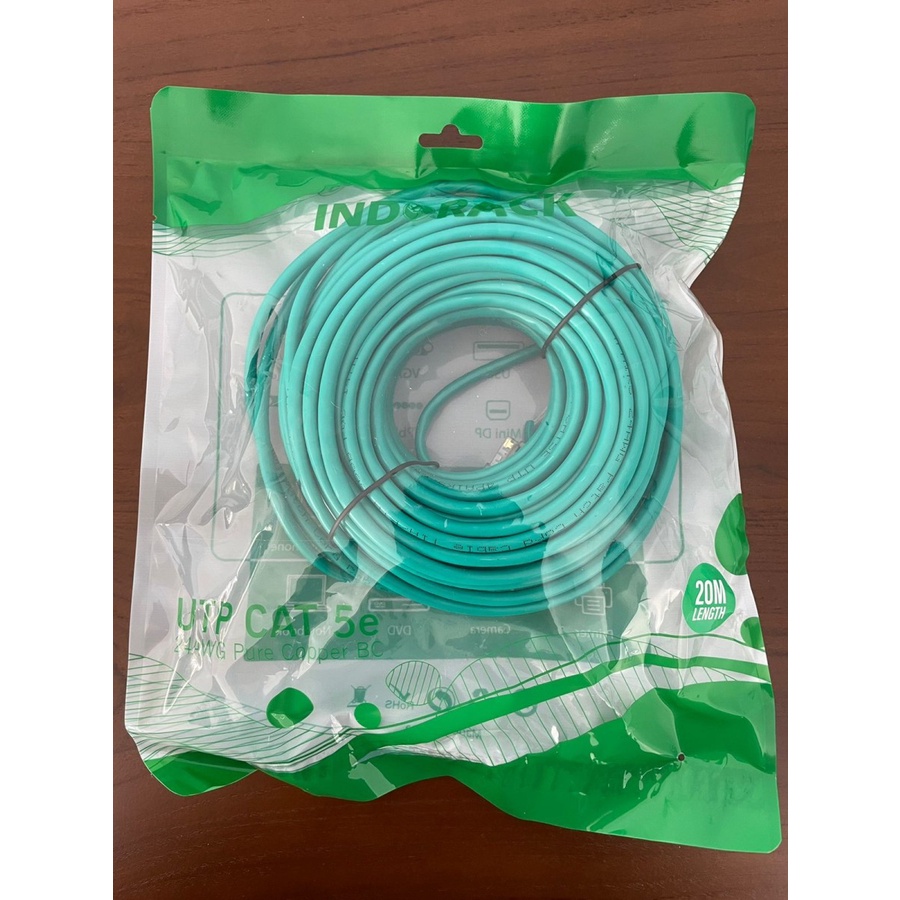 INDORACK PATCH CORD UTP CAT 5e - KABEL LAN CAT5e 20 METER HIJAU