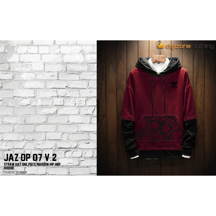 Jaket Sweater Hip Hop Straw Hat Luffy One Piece Maroon JAZ OP 07 V2 ⠀⠀⠀⠀⠀⠀