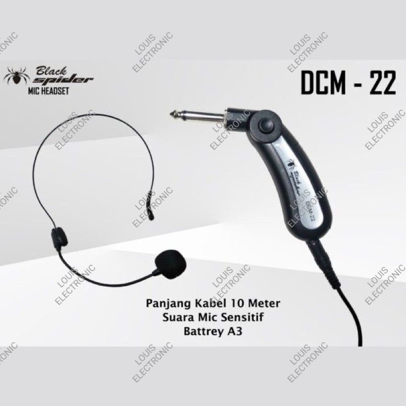 Mic Headset Mic Bando Mic Imam Masjid Black Spider DCM-22 DCM22 ORIGINAL