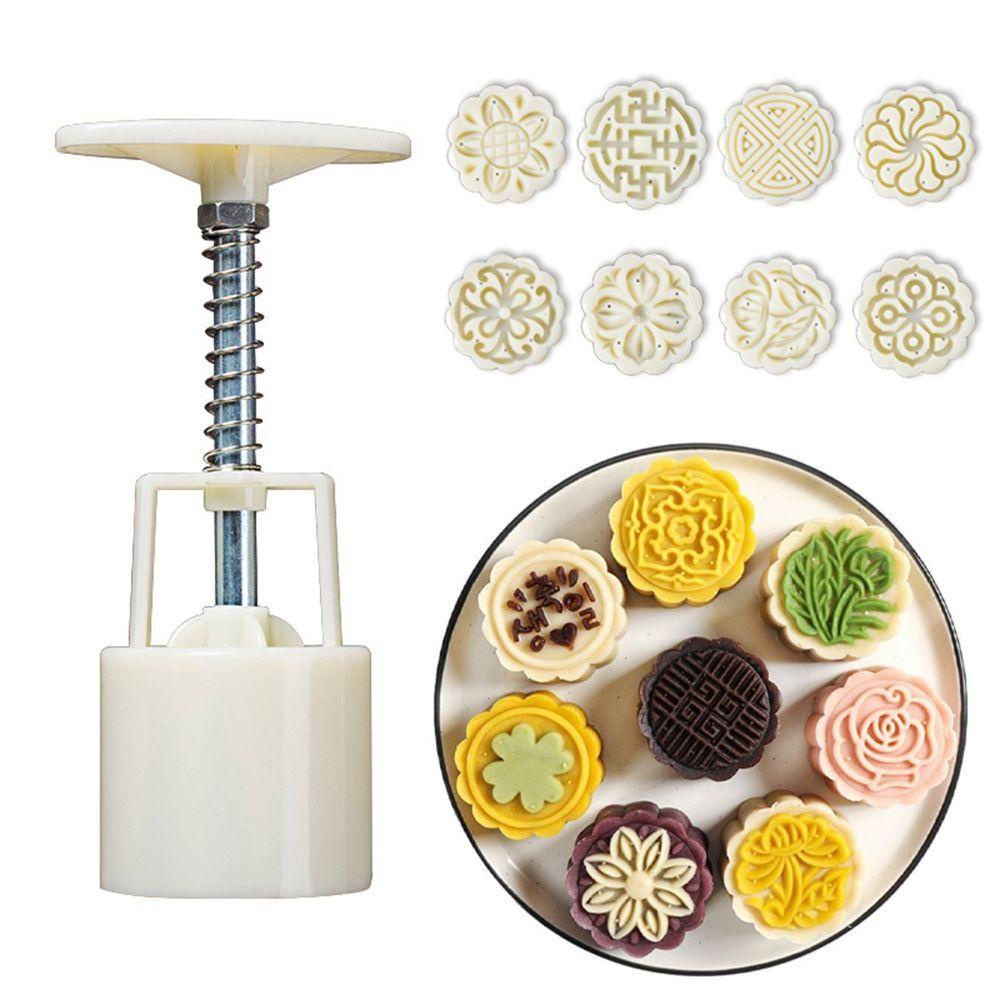 [Elegan] Cetakan Kue Bulan DIY Plastik Mid-Autumn Festival Pastry Alat Dapur Gadget Dekorasi Cookie Stamps