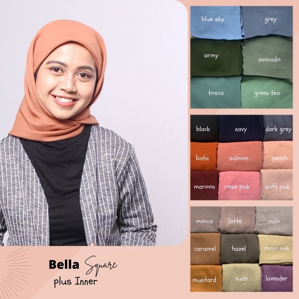 BELLA SQUARE HIJAB SEGIEMPAT PLUS INNER/JILBAB SEGIEMPAT /HIJAB SEGI EMPAT/KERUDUNG SEGI EMPAT / BELLA PLUS INNER MURAH /SEGITIGA MALAYSIA SEGIEMPAT MALAY/SEGIEMPAT INNER