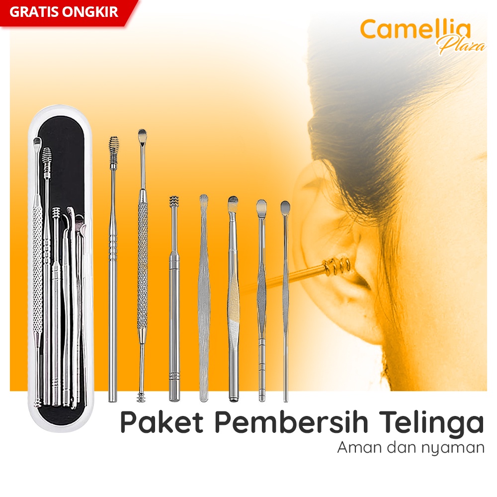 Alat Pembersih Telinga Perawatan Telinga Korek Kuping Ear Wax Stainless Steel Paket 7pcs