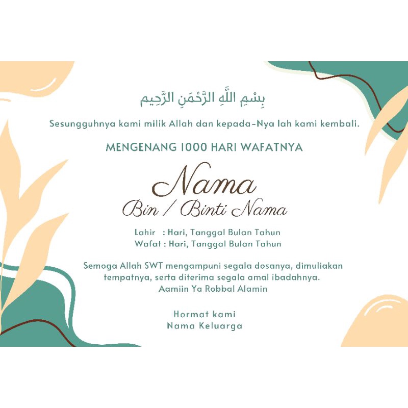Stiker Mengenang 40/100/1000 hari Wafat, Tahlilan, Tasyakuran-M7