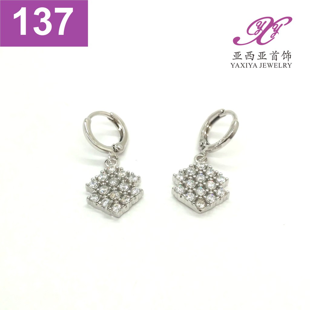 

Anting Silver Emas Putih Permata Zircon Perhiasan Lapis Emas 18K Yaxiya Jewelry 137