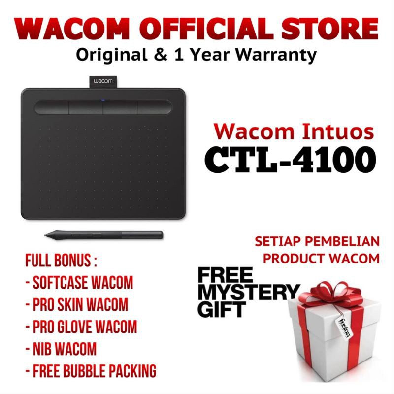 Wacom Intuos CTL-4100 Small Drawing Tablet [ WACOM OFFICIAL STORE SURABAYA ].