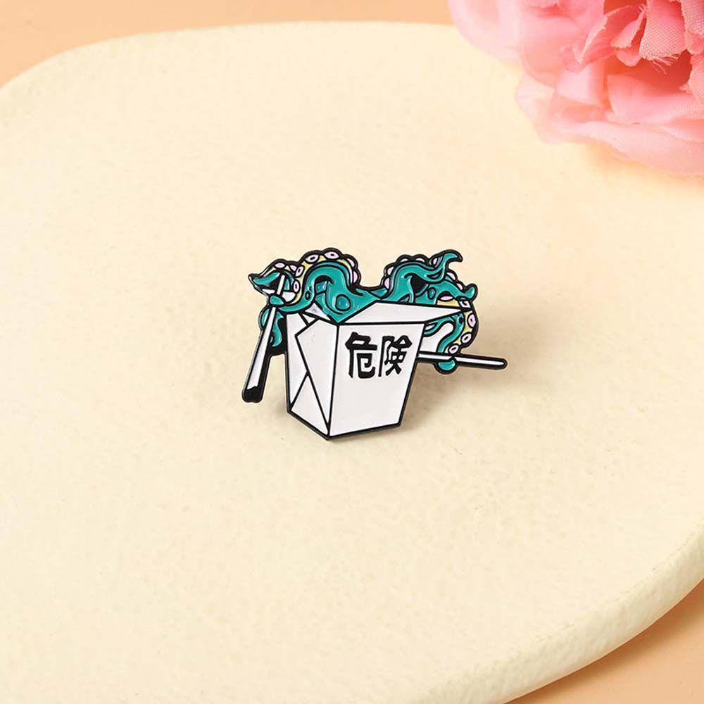 NEEDWAY Gurita Bros Ransel Kartun Gurita Takeout Aksesoris Perhiasan Kerah Brooch Karton Enamel Pin