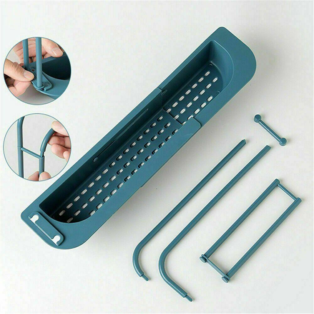 Solighter Rak Wastafel Teleskopik Expandable Water Filter Holder Keranjang Penyimpanan Gadget Dapur Tempat Spons Sabun