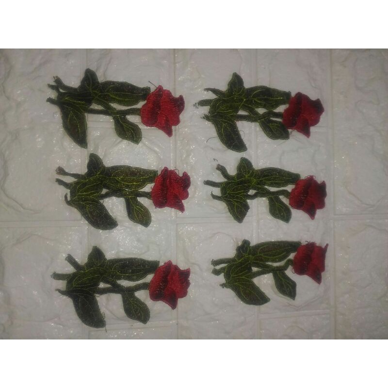 Renda bordir bunga tabur mawar isi 6pcs