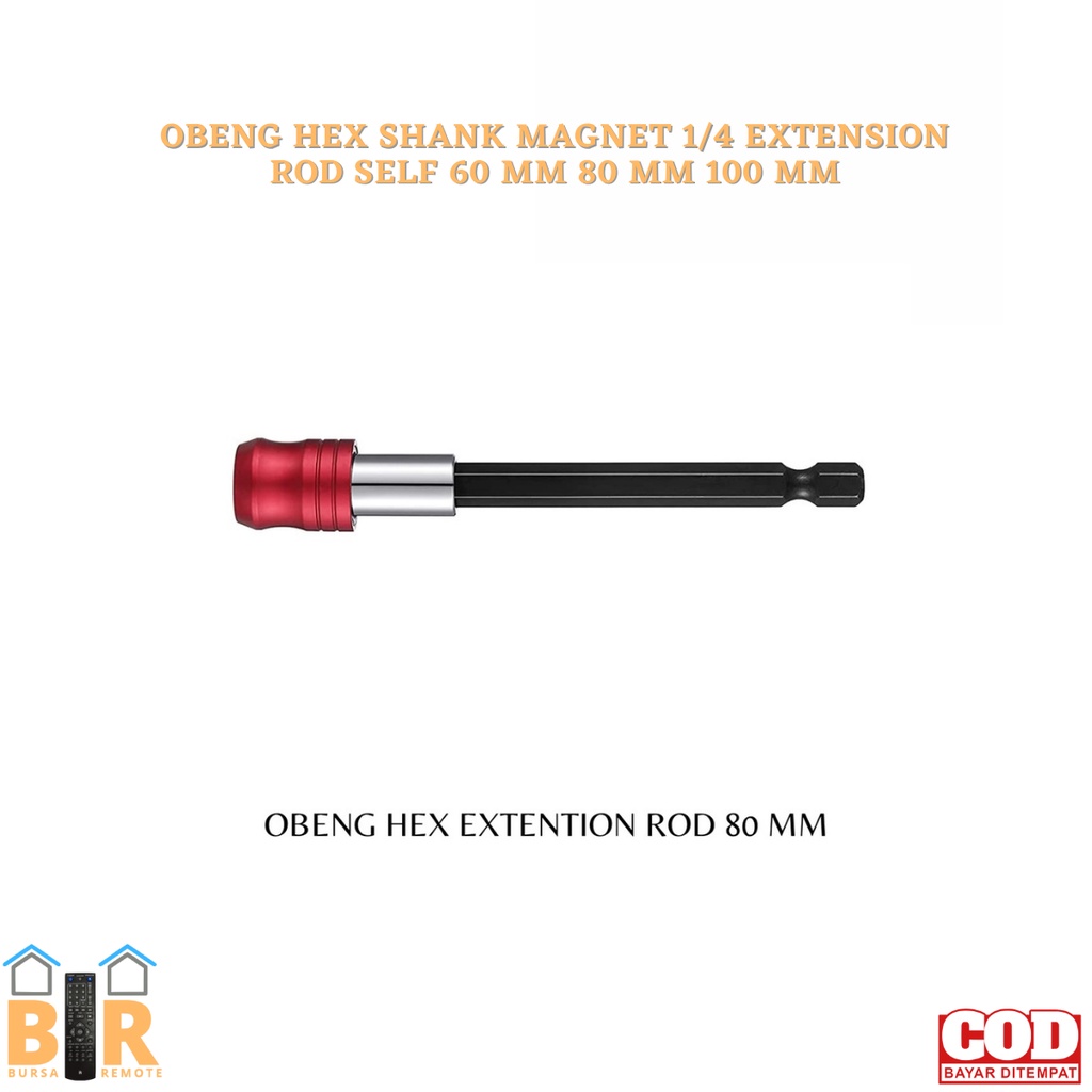 Obeng Hex Shank MAGNET 1/4 EXTENSION ROD SELF 60mm 80mm 100mm