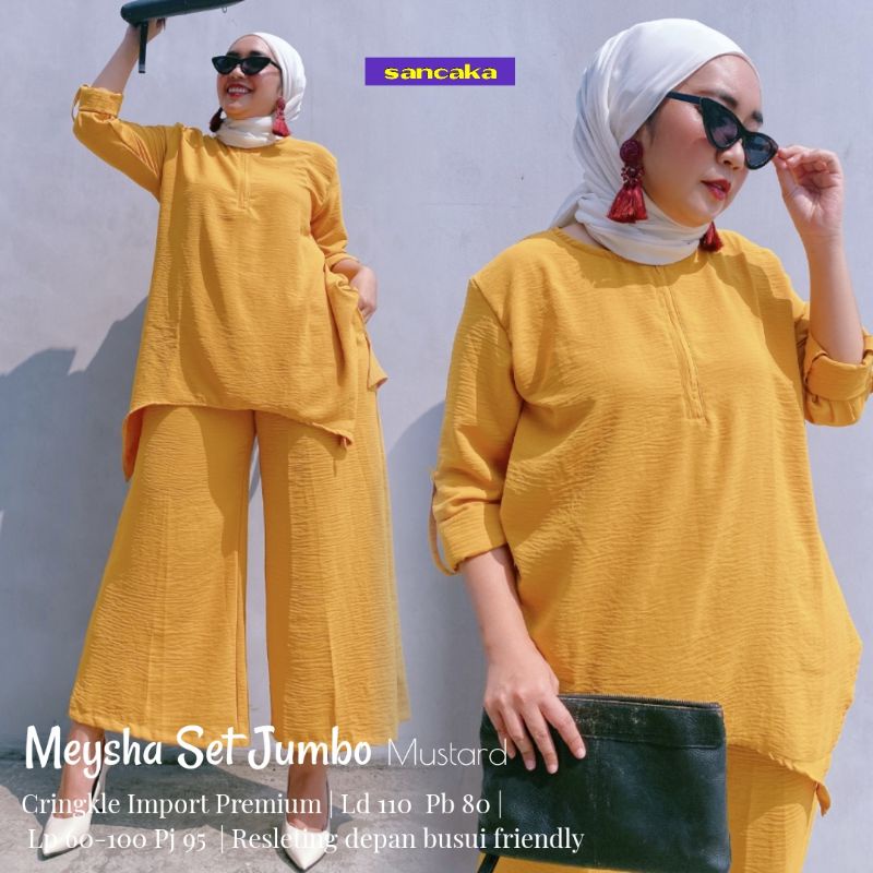 Meysha Set Jumbo Original Sancaka setelan Cringkle Premium setelan kekinian termurah