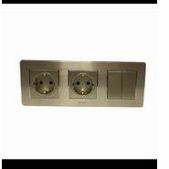 Stop kontak + stop kontak + seri Boton Champagne+silver edge