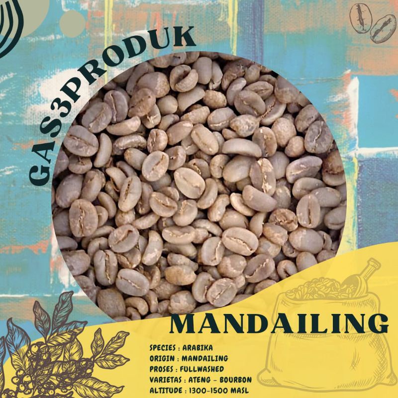 

Green Bean Biji kopi Arabika arabica Mandheling Proses Dryhull Fullwashed Grade 1