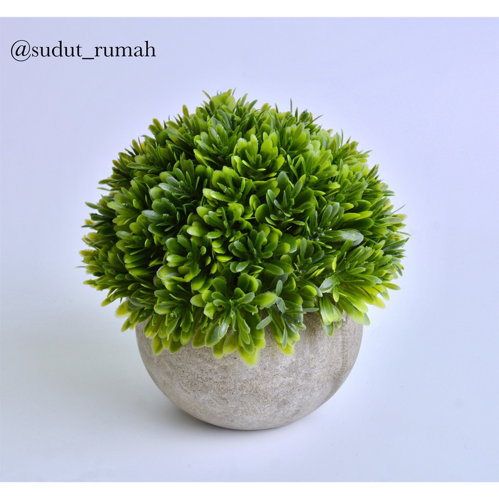 BONSAI BULAT GRASS BALL ARTIFICIAL BUNGA PLASTIK PALSU PAJANGAN DEKORASI-HIJAU 2