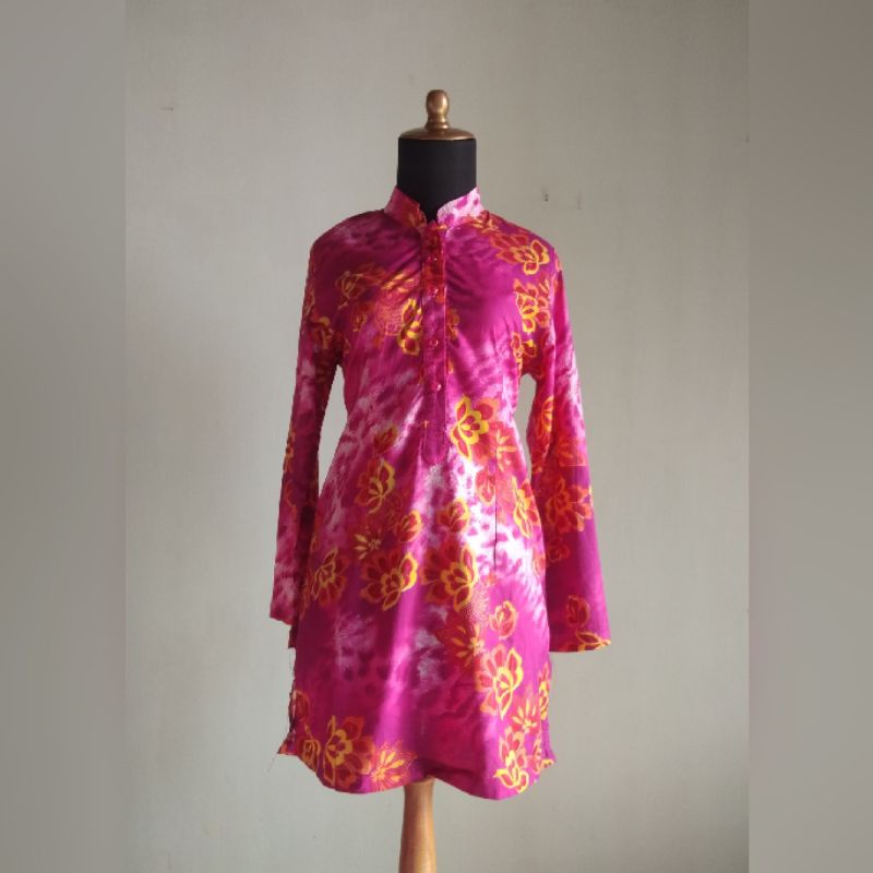 Tunik kancing depan full katun